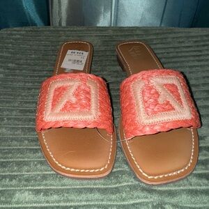 Franco Sarto Coral and Cream Slide Sandals